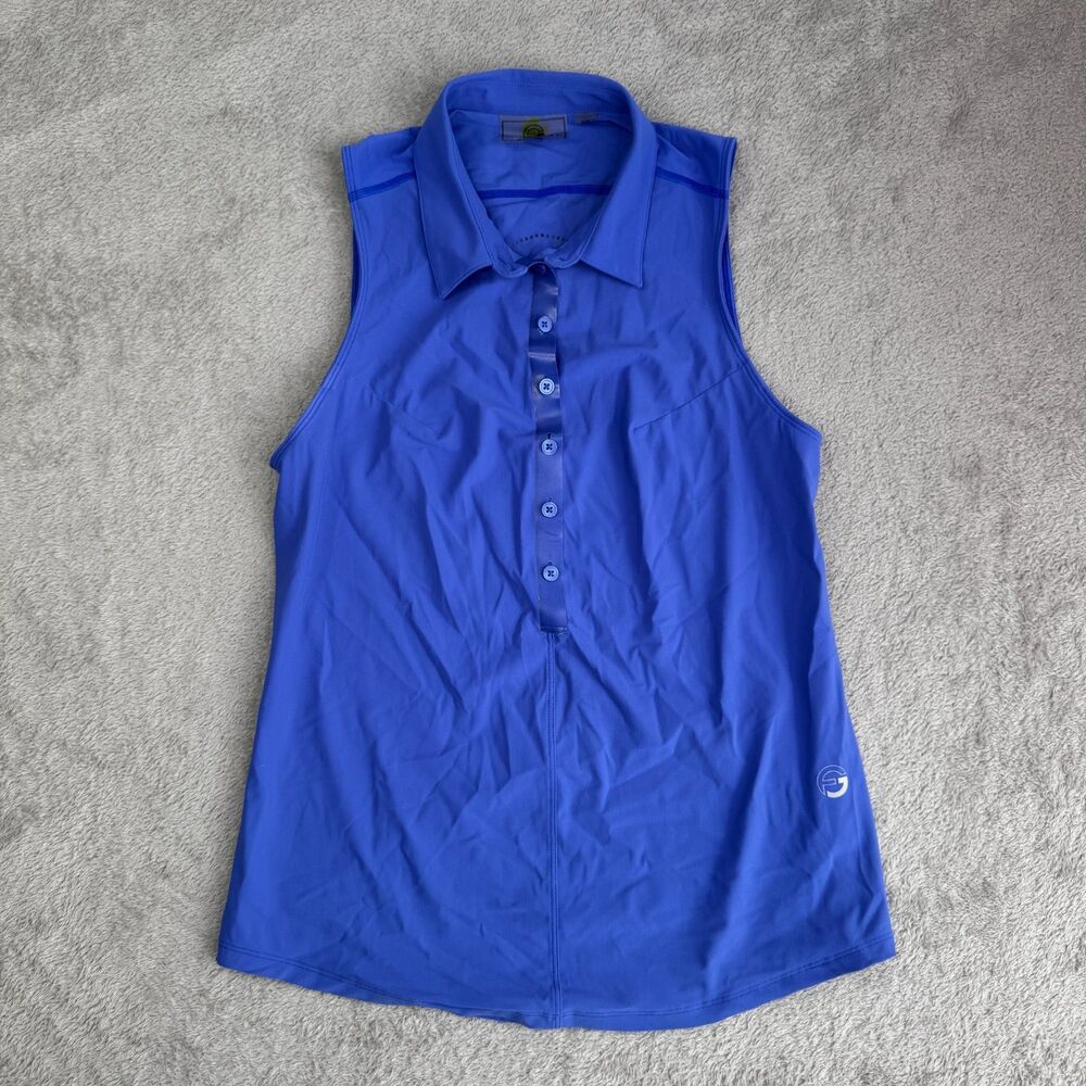 Foray Golf Shirt Womens XS Blue Laser Cut Sleeveless Performance Preppy Active
